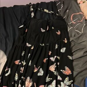 Black Butterfly Print Dress